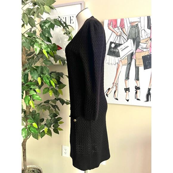 Tibi Womens Vintage Y2K Black Wool Cashmere Midi Old Money Sweater Dress Sz M - Picture 5 of 10